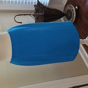 Halogen Turquoise stretch pencil skirt Fully lined back zipper back slit 4 EUC…
